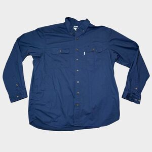 Carhartt Shirt Mens 2XL Tall Blue Long Sleeve Relaxed Fit Button Down Work Wear